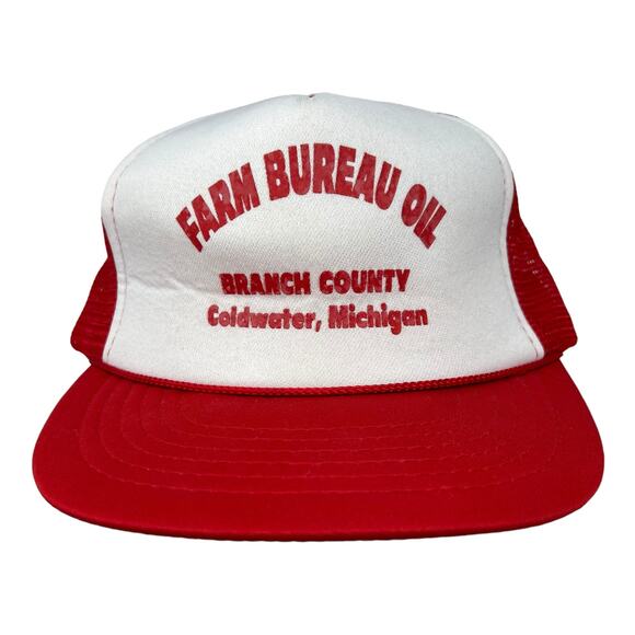 Snapback Foam Mesh Trucker Hat FARM BUREAU OIL BRANCH COUNTY Coldwater MI - Picture 2 of 7